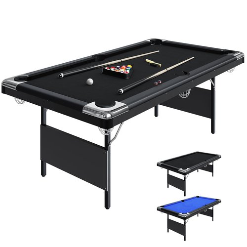 GarveeLife 6 or 7 Ft Billiards Table, Adults Folding Billiards Tables, Pool Tables for Full Size, Pool Table Set for Family Game Room, Adult Rrec Room, Basements, Man Cave or Garage, Black