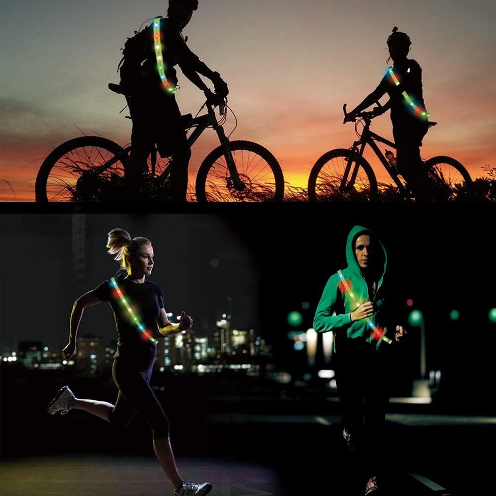 xcvoc Running Lights for Runners Light Up Vest for Night Walking Neon Vest Shoulder Light Led Belt for Night Safety Wearable Led Lights Reflective Sash