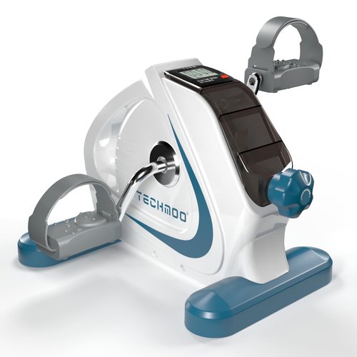 Portable Mini Exercise Bike - LCD Display, Arms and Physical Fitness, Low-Impact Workout - Valentine's Day Gift (Blue and White)