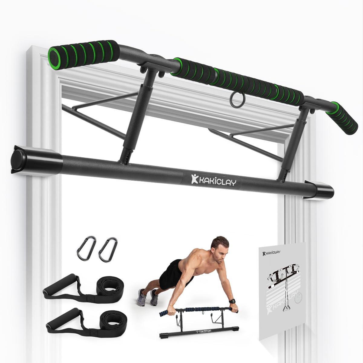 KAKICLAY Pull Up Bar for Doorway,2026 Upgrade Multi-Grip Hanging Bar for Home Gym, Max Capacity 440 lbs Multifunctional Portable Chin Up Bar - USA Original Patent, Designed, Shipped, Warranty