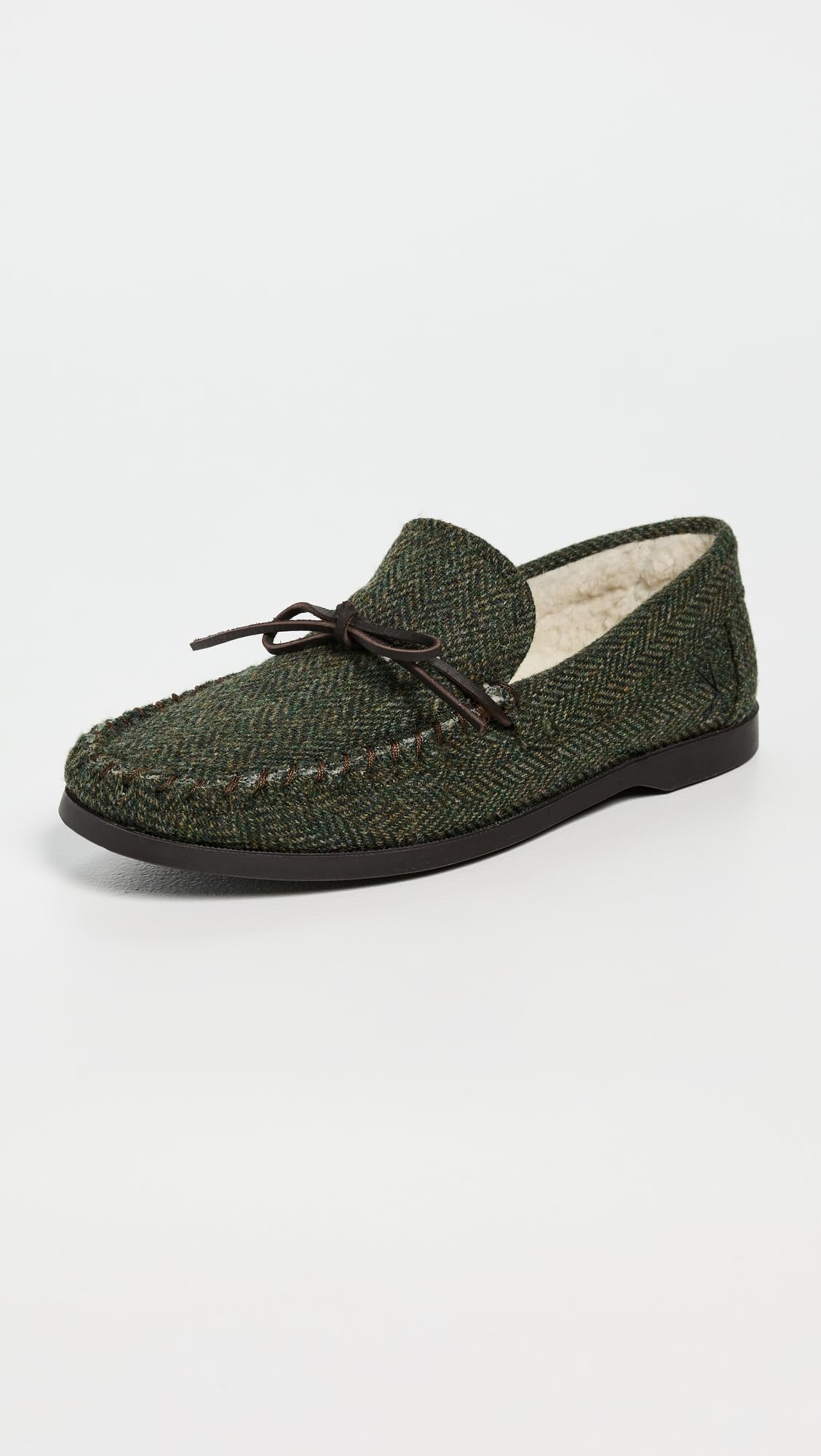 Manebi Men's Fleece Lined Moccasin Slippers, Military Green, 8 Medium US