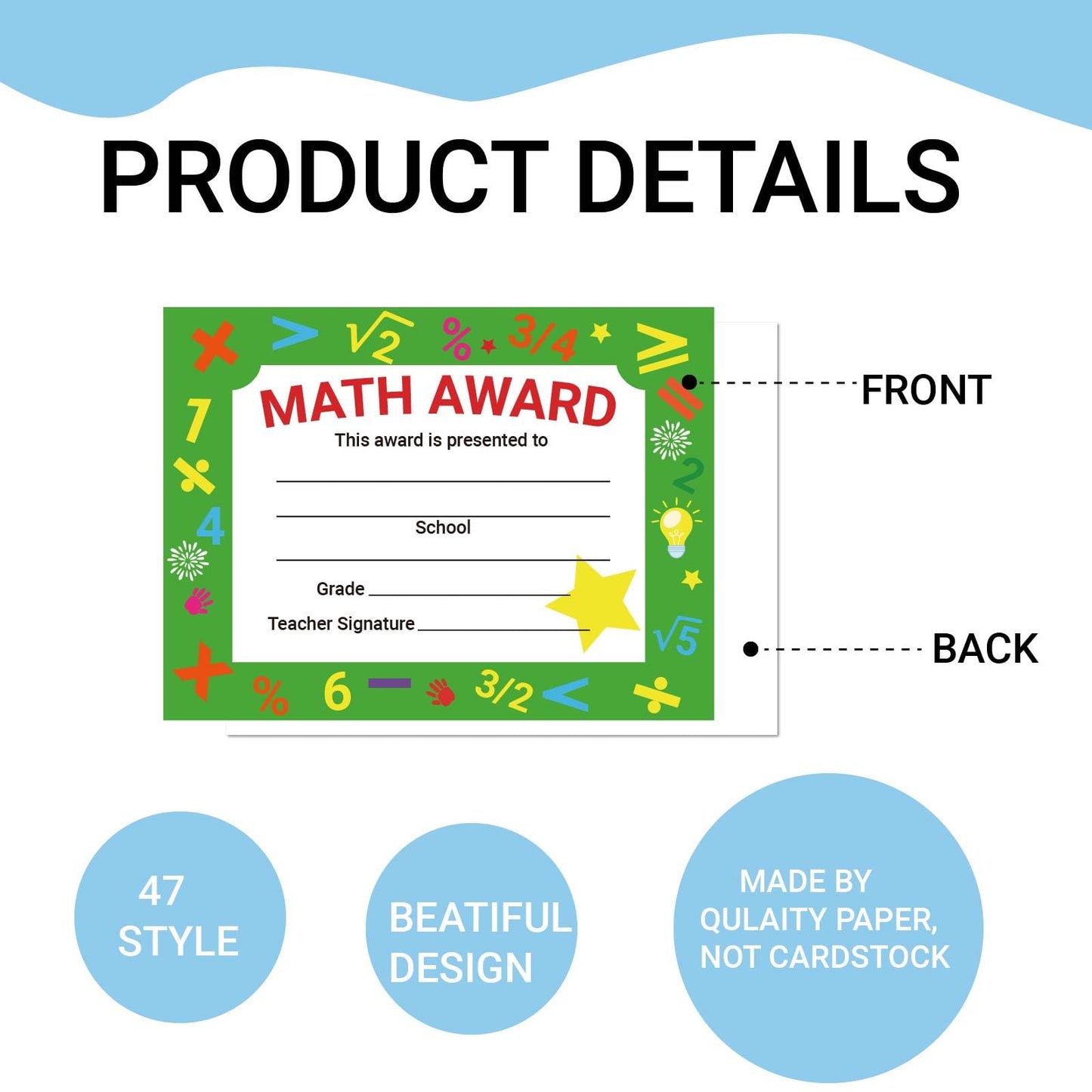 94 Pcs Student of Award Certificates End of School Year Superlatives Certificates Recognition Certificates of Achievement Graduation Birthday Certificates for Teacher Supplies (Football)