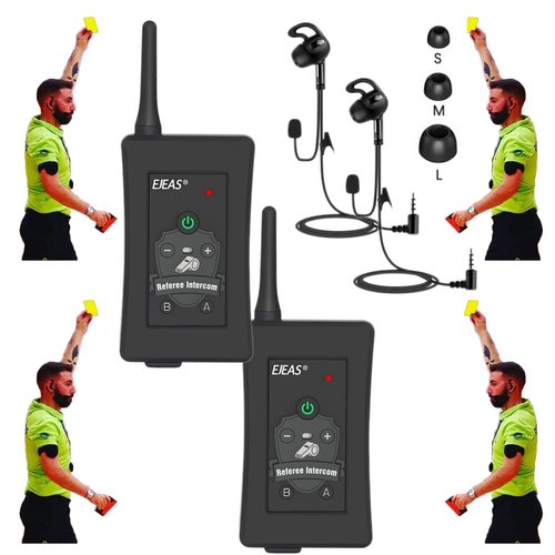 GaiRen Referee Communication System, Professional FBIM Referee Headsets with Earphone for Soccer Volleyball Ofiicial Football Handball (2 Pack)