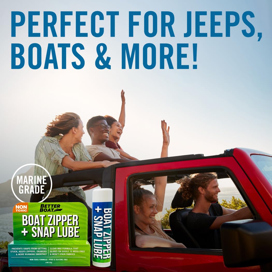 Zipper Wax Zip Lube - Marine Grade Zipper Lubricant Stick and Tool for Boat Canvas, Bimini Snaps, Metal Zippers, Jackets, Coolers, Vinyl Panels, Wetsuits, Drysuits - No Oil Mess