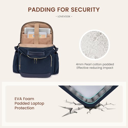 LOVEVOOK Laptop Backpack for Women with Pouch Pocket for Large Capacity Cup,17 Inch Laptop Computer Bag Travel Backpack Purse,Waterproof Work Business Backpack College Teacher Bags,Dark Blue