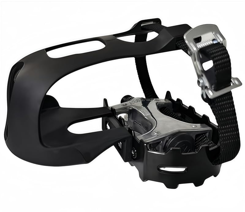 Pro-Grade Spin Bike Pedals with Toe Clips & 4D Adjustable Straps, 9/16" Spindle