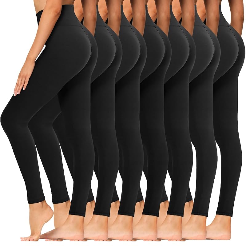 Syrinx 7 Pack High Waisted leggings for Women - Soft Stretchy Tummy-Control Yoga Pants (Black, XX-Large) Variation of THIS listing