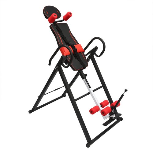 YDOOLNG Inversion Table, 330lbs Foldable Inversion Table Back with Adjustable Protective Belt&Ankle Holders Polar Aurora Heavy Duty Gravity Inversion Table for Pain Therapy Training (Black&Red)