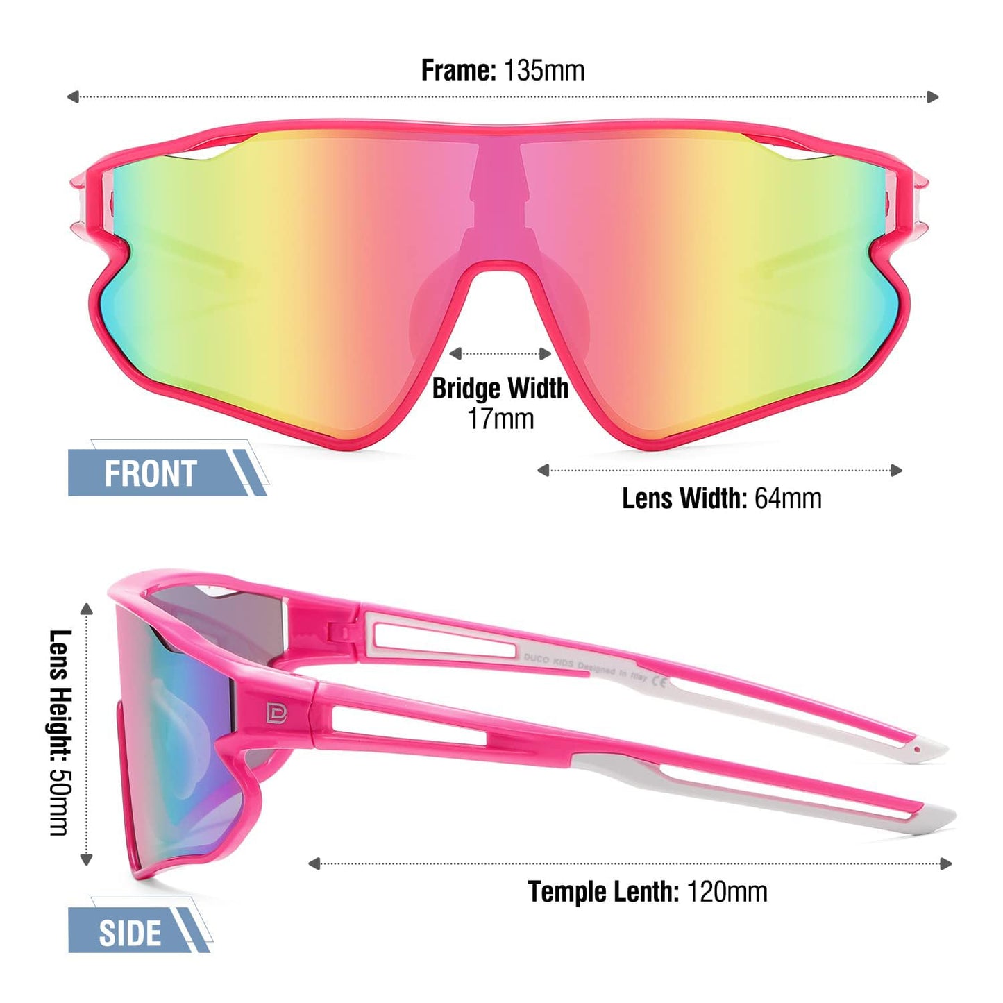 DUCO Kids Youth Baseball Sunglasses for Boys Girls Age 8-16 Polarized UV400 Protection Sports Cycling Glasses DK268