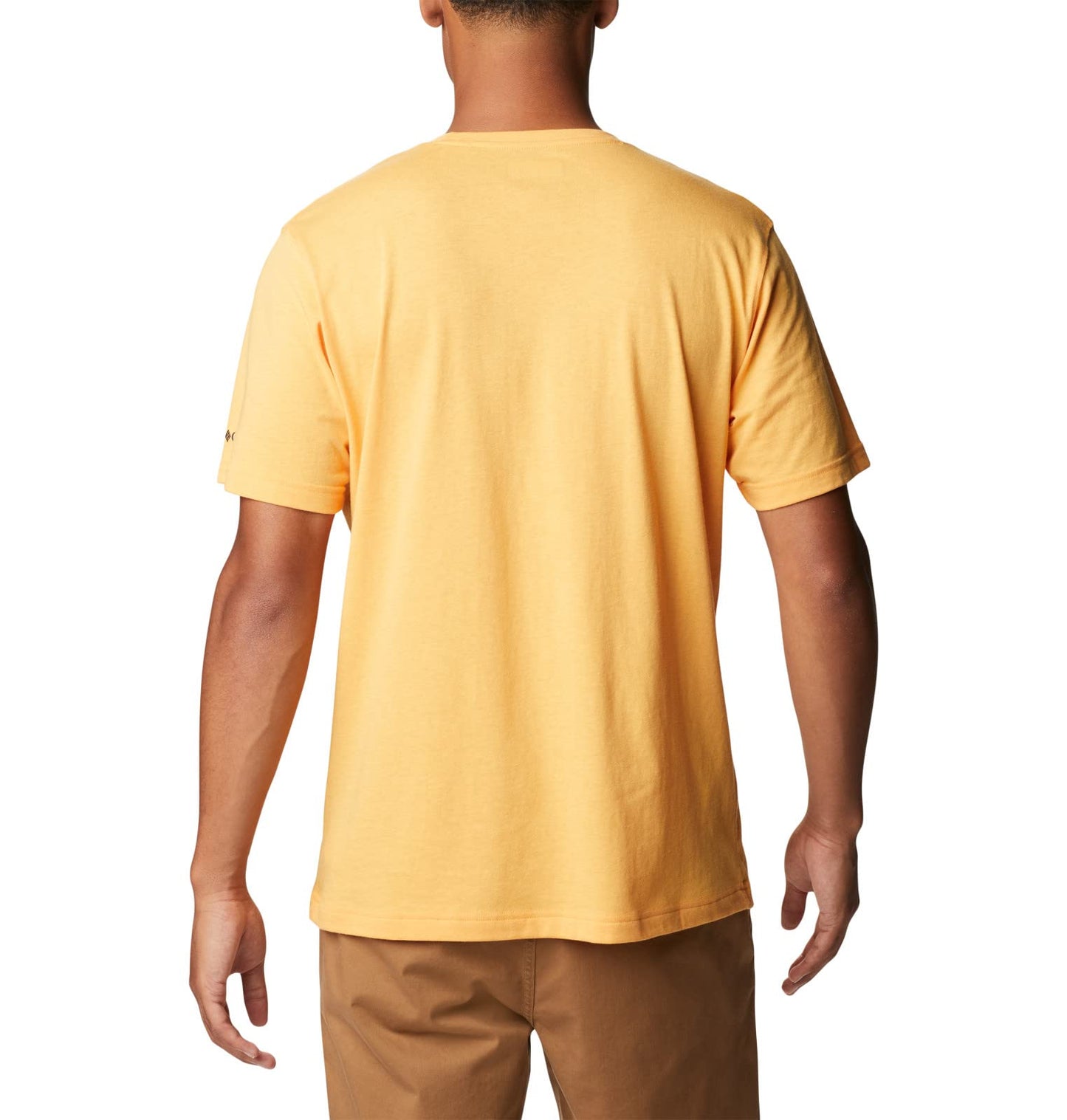 Columbia Men's Thistletown Hills Graphic Short Sleeve, Mango Heather/Hikers Graphic, X-Large Tall