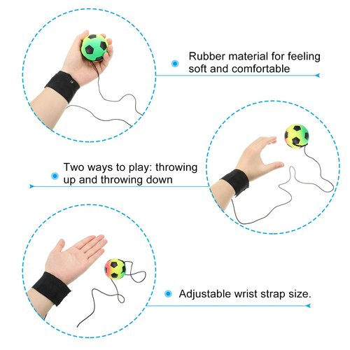 PATIKIL 2.5 Inch Sports Wrist Ball, Soccer Rubber Rebound Wristband Wrist Return Ball Sport on a String for Exercise Play, White