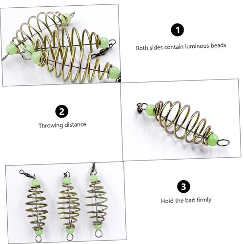 Garneck 24 Pieces Olive Shape Spring Bait Fishing Glow Carp Cage Bait Cage Carp Fishing Equipment Accessories