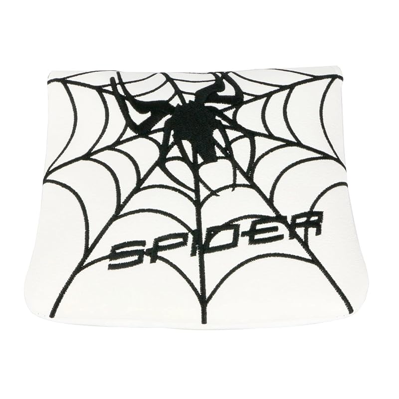 White Spider Embroidery Golf Putter Head Cover with Magnetic Closure