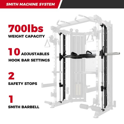 RitFit BPC06 All-in-One Smith Machine with 260LB Weight Stacks, 2000LBS Capacity Power Cage with Cable Crossover System, Power Rack for Garage Workout & Home Gym
