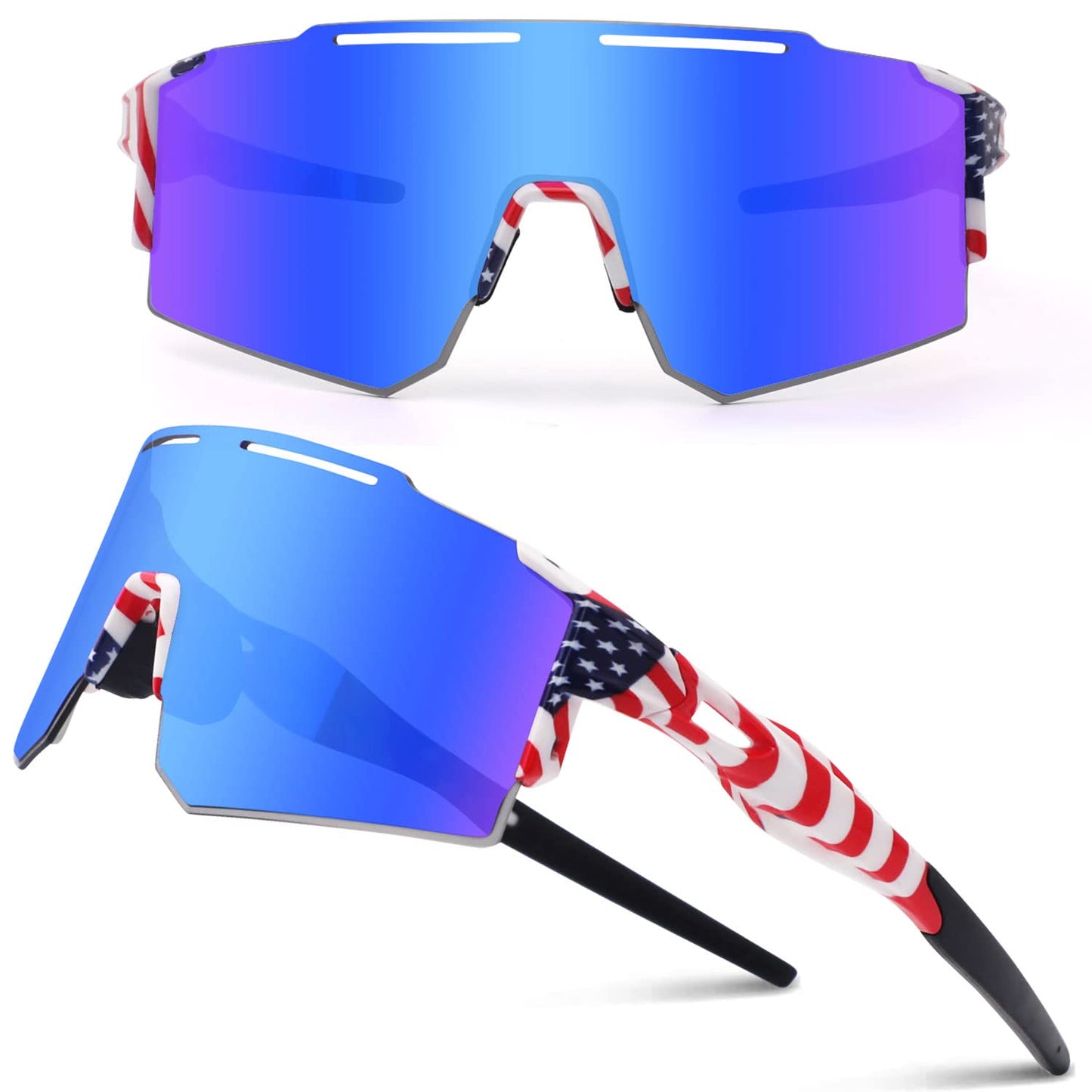 Ukoly Cycling Sunglasses with Interchangeable Nose Pad Youth Men Women, Sports Sunglasses, Fishing Baseball glasses