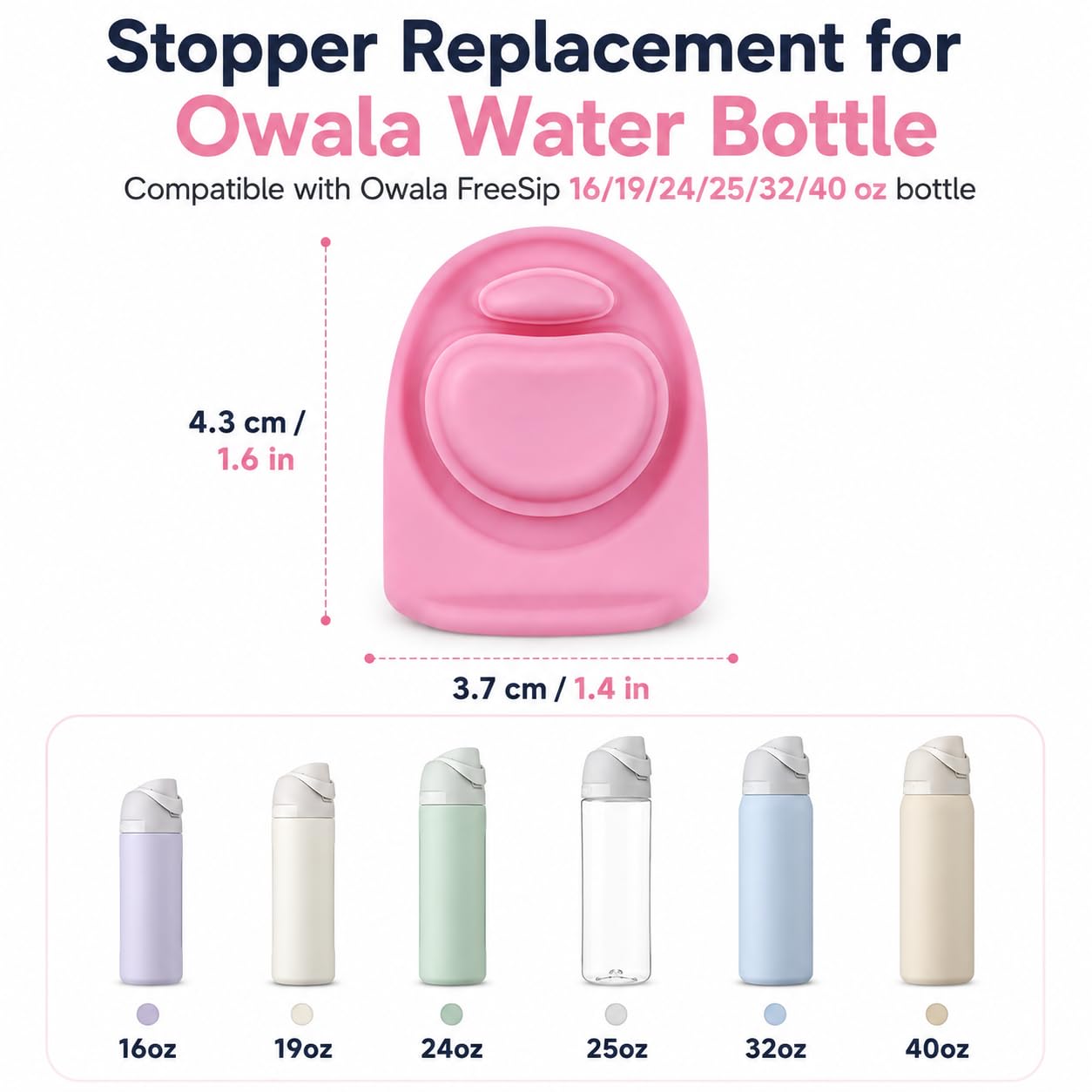 Joshey 6 Pack Rubber Seal Replacement Stopper, Compatible with Owala Freesip 24oz 32oz Water Bottle Spout Cap-Silicone Gasket Replacement Parts (Pink)