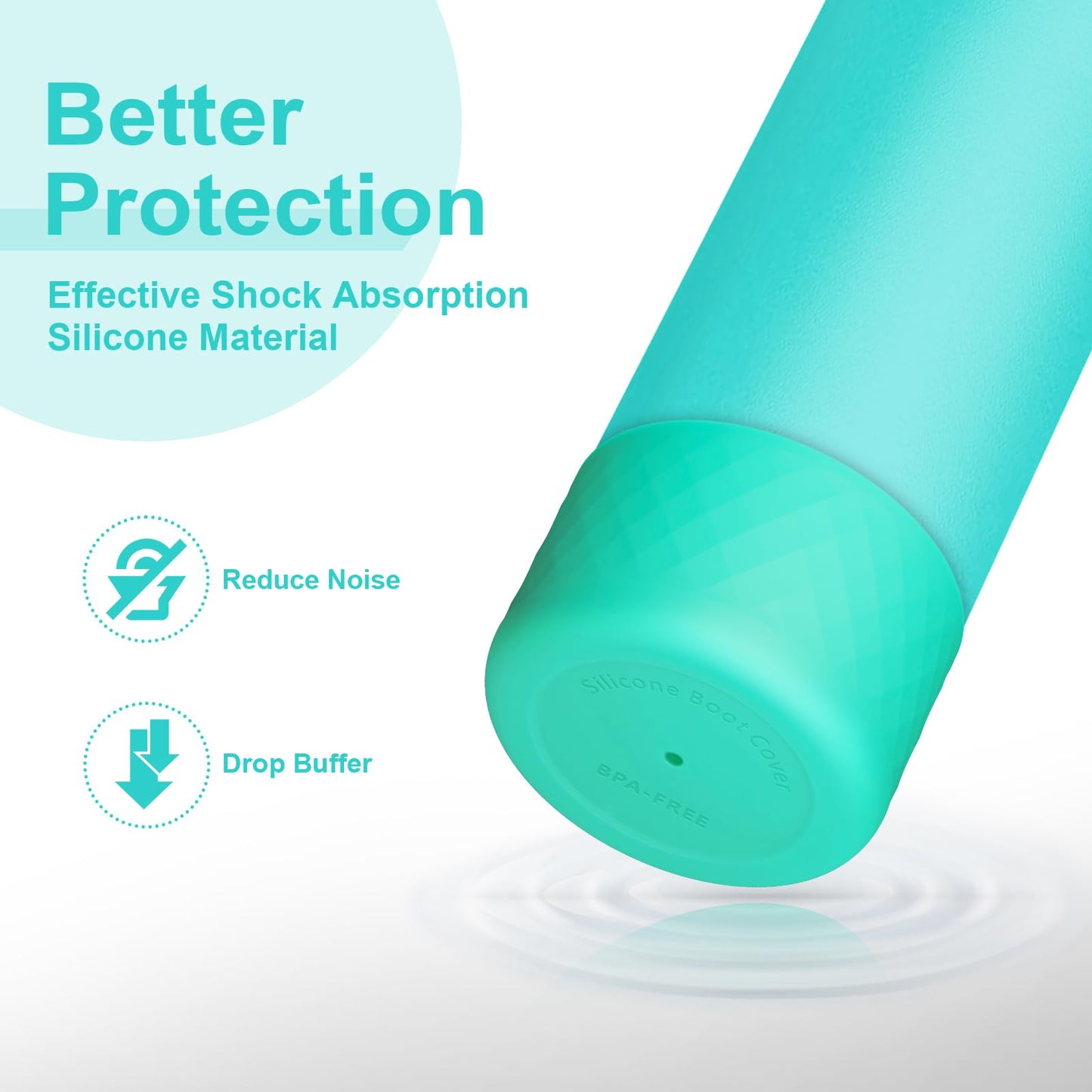 Alwenid 2PCS Silicone Water Bottle Boot for Owala 32 Oz, Anti-Slip Protective Sleeve Bottom Bumper Protector for FreeSip, Twist, and Flip Stainless Steel Water Bottles (Cyan)