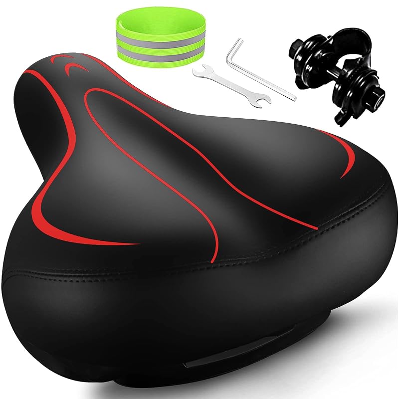 Roguoo Red Bicycle Seat Gel - Dual Shock Absorbing Waterproof Saddle for Mountain & Road Bikes