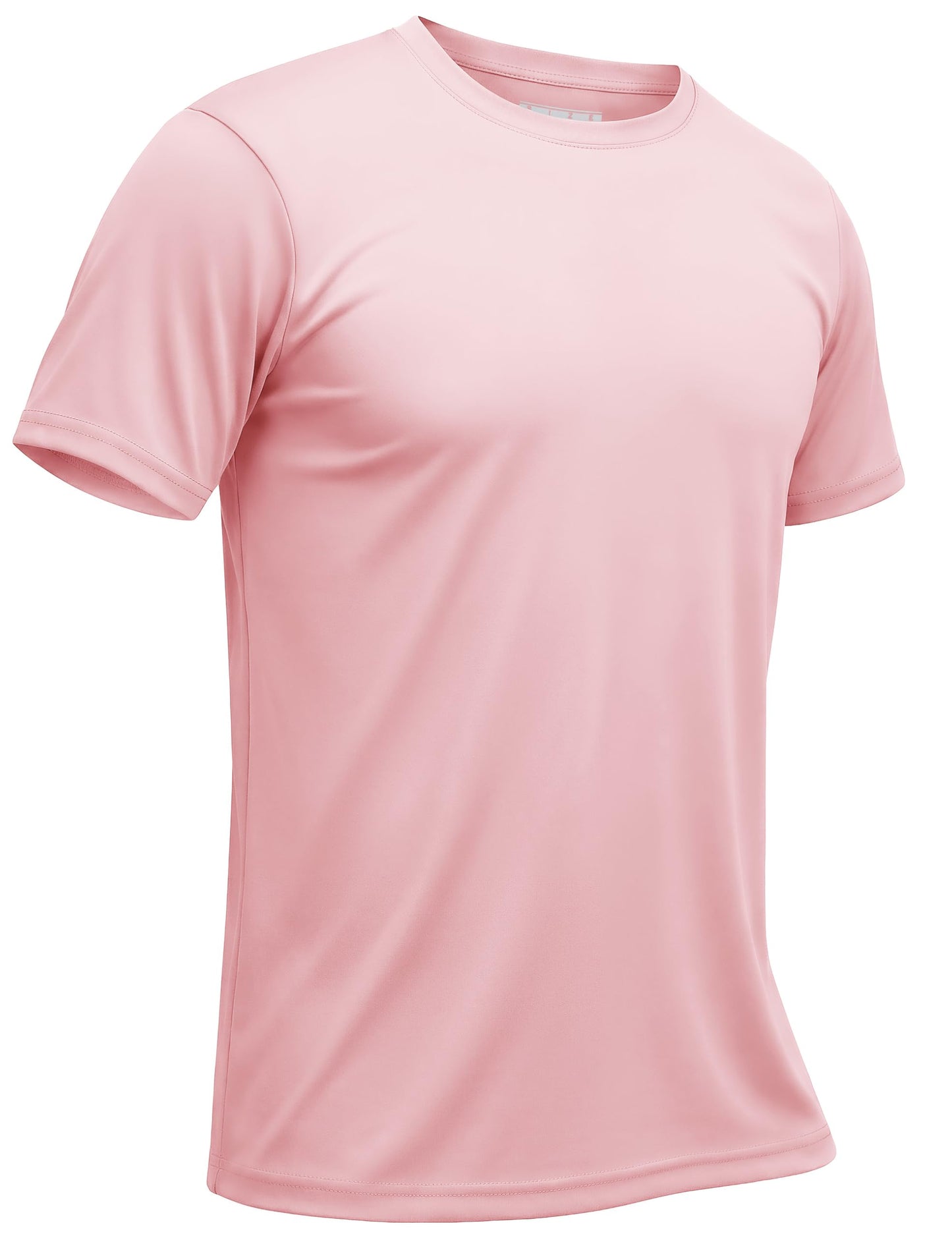 TACVASEN Men's Athletic Shirts Swim Short Sleeve Mens Workout Shirts Quick Dry Fit Running Performance Sun Protection UPF 50+ T-Shirt Light Pink 2XL