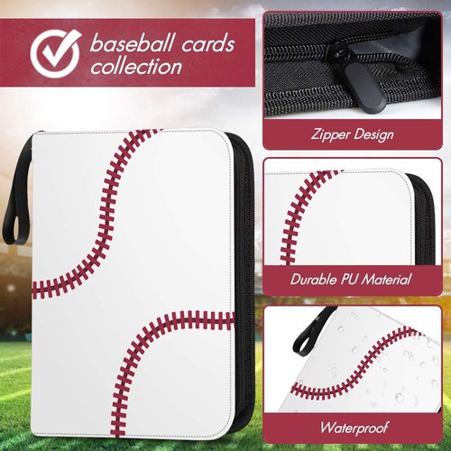 Trading Card Binder Album, PU Leather Baseball Card Binder with 900 Side Loading Pockets, Double Sided Pocket Zipper Card Binder for MTC, TCG, Game Cards, Sports Cards (Baseball)