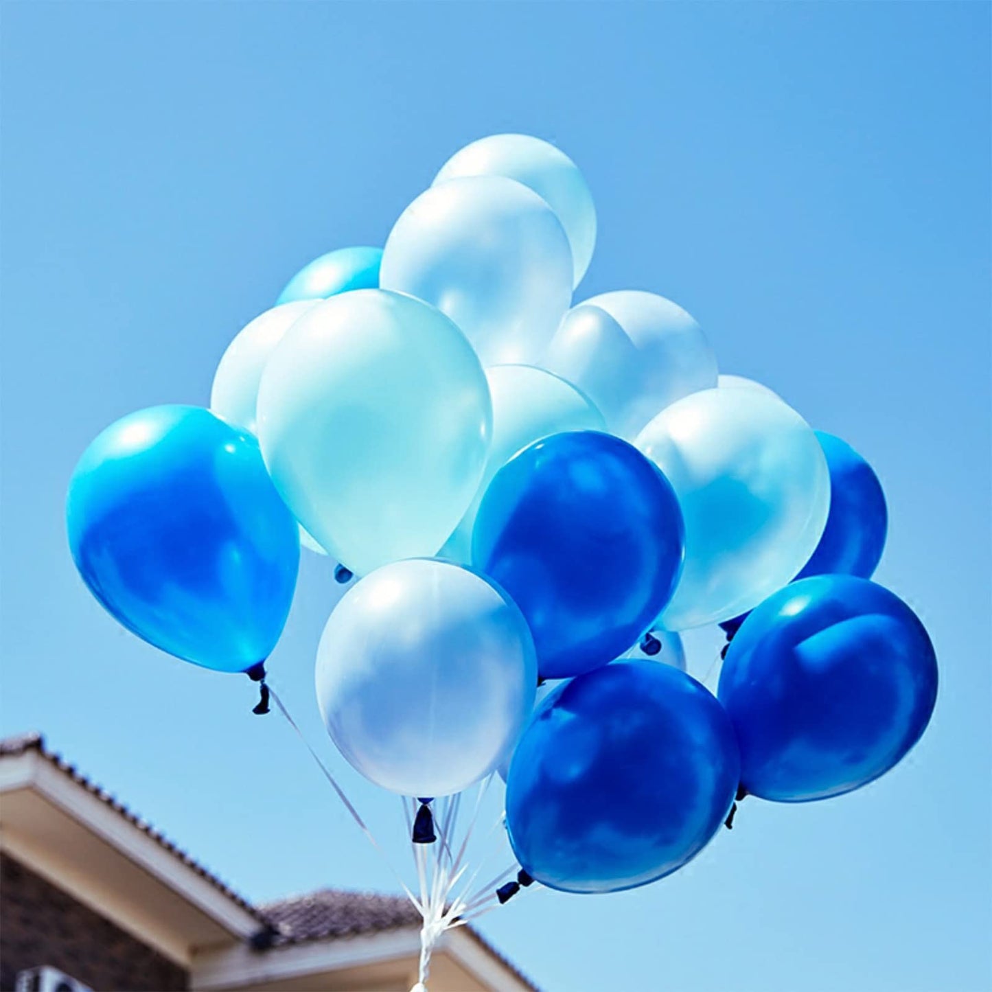 Blue Balloon Set, 60 Packs 12 Inches Metallic Balloons Pearl Macaron Baby Blue Balloon Light Blue Mixed Ballons for Bridal Shower, Boy Baby Shower, Birthday Decorations, Wedding Party