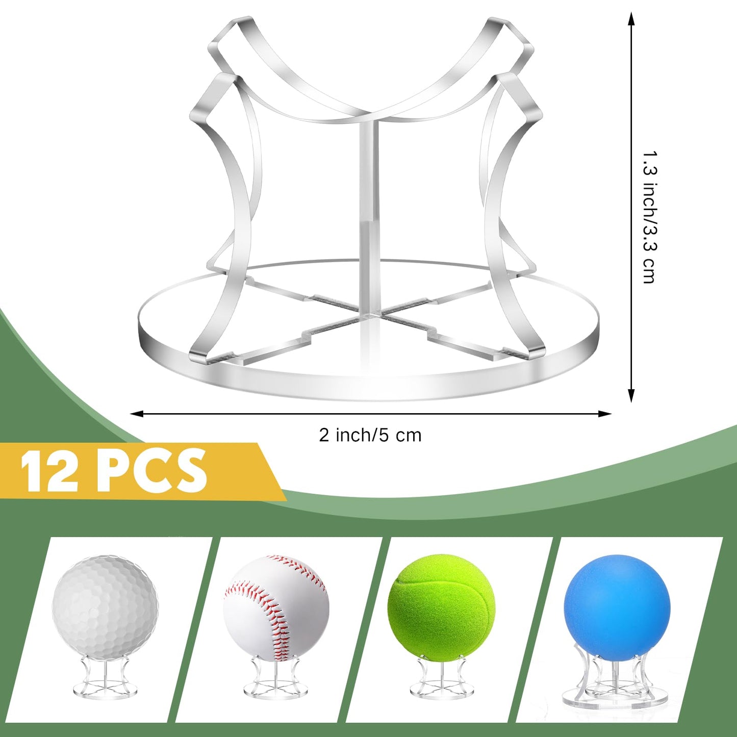 Mudder 12 Pack Baseball Display Stand, Acrylic Ball Display Holder Transparent Sports Balls Stand Holder Rack for Baseball, Golf Balls, Tennis Ball, Softball, Home Office Collection