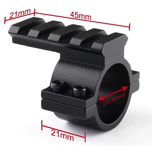 Higoo® 1-Inch 1" Scope Ring Adaptor W/Picatinny/Weaver Rail, Tactical Barrel Clamp Mount With Rail for Scope Flashlight Laser Sight