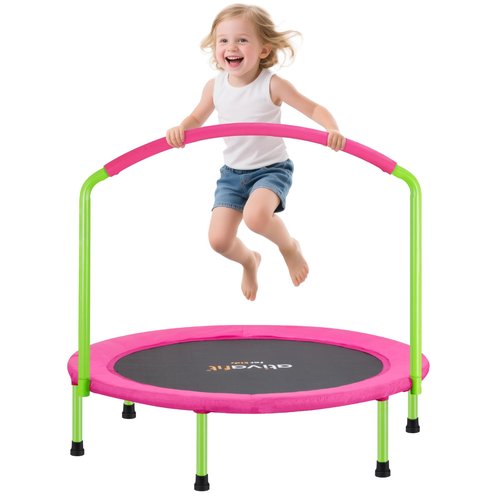 Ativafit 36inch Elastic Band Big Handle Toddler Trampoline for Kids Ages 1-6 Indoor Outdoor Mini Trampoline with Safety Padded Cover Fun for Kids
