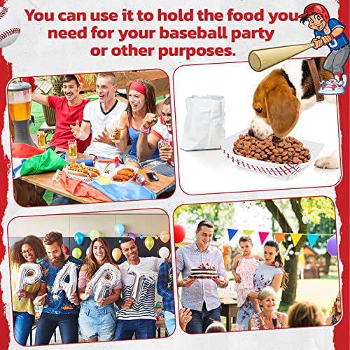 Baseball Party Food Trays 100 Pack Disposable Nacho & Hot Dog Holders 2lb