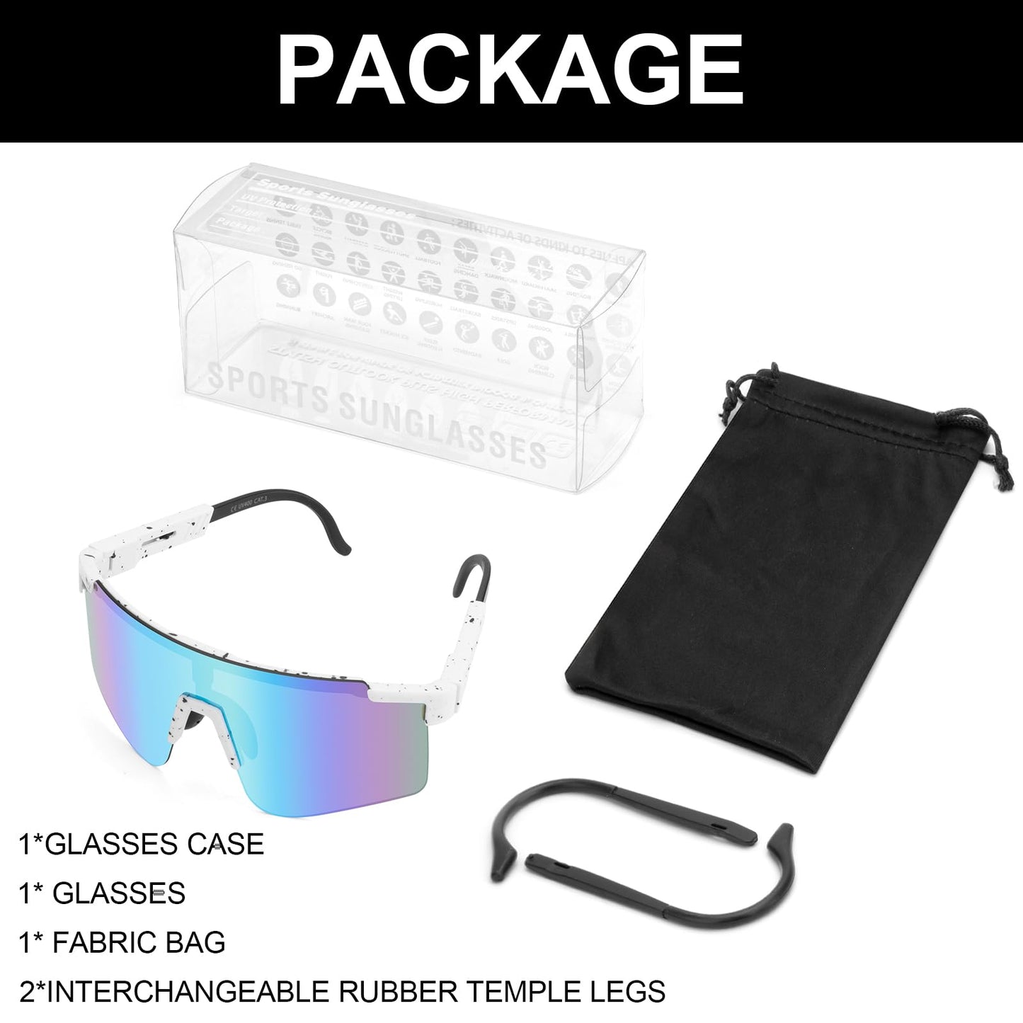 ROIBEAO Professional Cycling Glasses for Men Women, Sports Sunglasses UV Protection for Baseball Cycling Running Driving Fishing Glof, Mountain Bike Sunglasses Youth Adults for Outdoor Sports