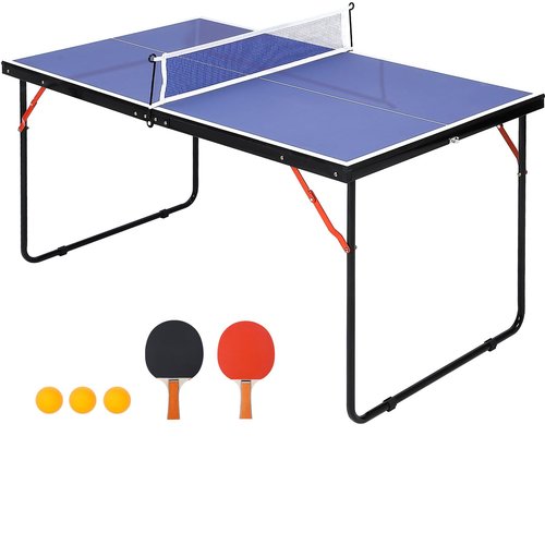Foldable Table Tennis Table, Portable Ping Pong Table with Net & 2 Paddles & 3 Balls,Portable Ping Pong Family Game Tables for Outdoor Indoor,54 x 30 x 27 Inch