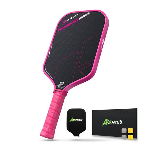 AKS Performance Series Pickleball Paddle - Toray T700 Carbon Fiber Surface, 16mm Polymer Core, High Control & Spin, USAPA Approved - Pink