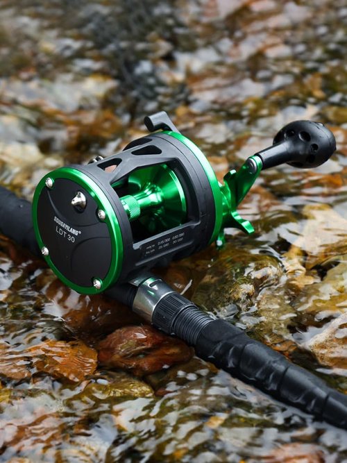 Sougayilang Round Baitcasting Fishing Reel, Perfect Conventional Reel with Level Wind & Magnetic Braking System for Catfish with 25LB Max Drag, Reinforced Metal Body