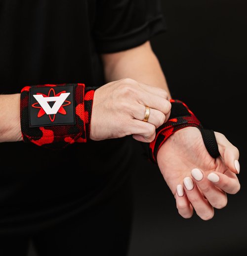 Ambitious Lifters Red Camo Wrist Wraps for Weightlifting, Powerlifting, Cross Training ??Comfortable Support for Gym, Lifting, and Workouts ??Easy-to-Adjust, Durable Wraps for Men & Women
