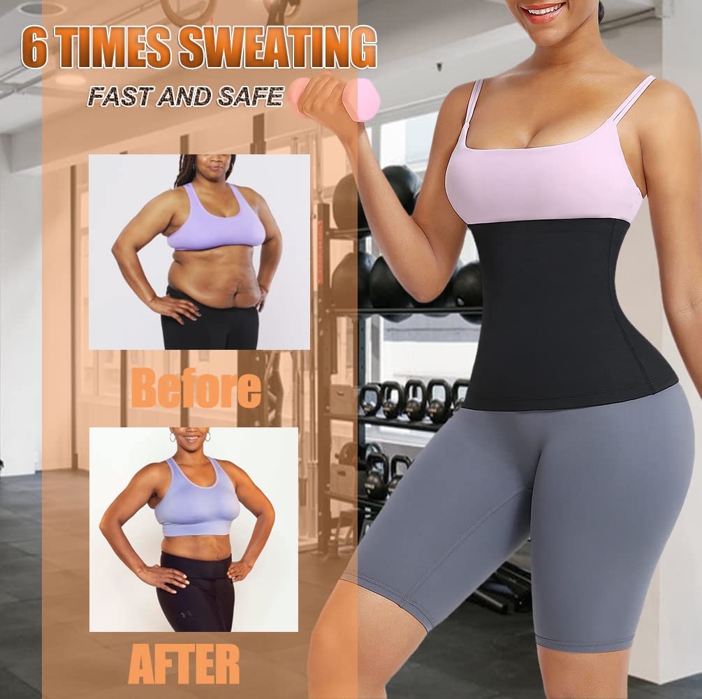 huiming Sauna Suit Waist Trimmer for Women Waist Trainer sweat band for stomach Belt Lower Belly Plus Size (Black, XXL/3XL)