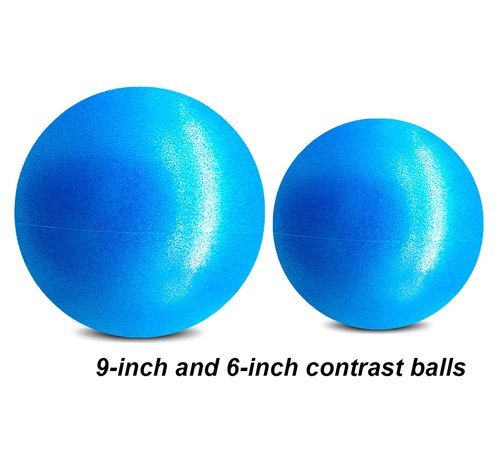 MOMPLUS 6 Inch Exercise Pilates Mini Yoga Balls Barre for Home Stability Squishy Training Physical Therapy Improves Balance Core Strength Comes with Pump(Blue, 6 Inch)