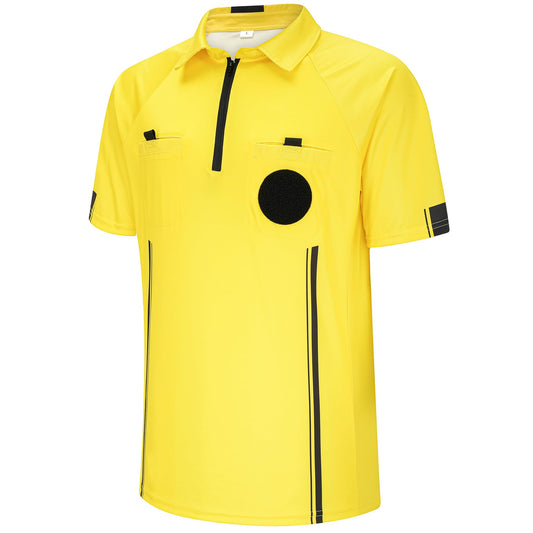 allentian Soccer Referee Shirt, Football Umpire Jersey, Men Official Ref Uniform (M) Yellow