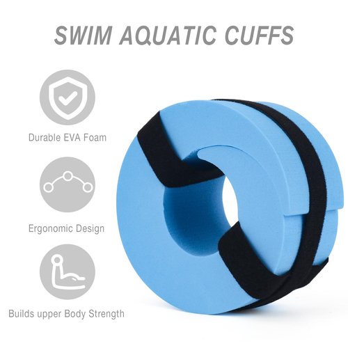 NEAGLORY 6 Pieces Aquatic Exercise Set Water Aerobics Set Pool Fitness Equipment Foam Water Dumbbell, Swim Aquatic Cuffs, Swimming Gloves for Exercise, Blue