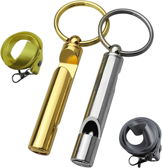 2-Pack Gentle-Tone Referee Whistle - Pea-Free Design for Youth Sports, Dog Training & Sensitive Ears with Keychain + Lanyard
