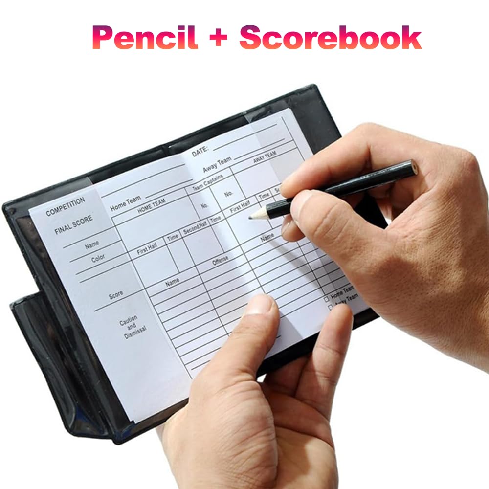 Soccer Referee Cards (2-Pack), Soccer Red and Yellow Cards Set with Leather Wallet, Scorebook, Pencil for School, Soccer Games, Party