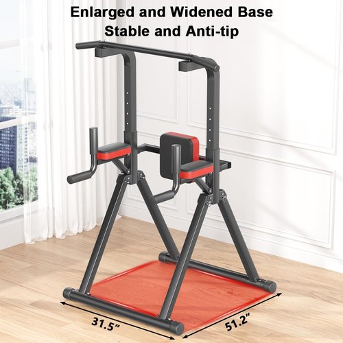 Foldable Power Tower, Adjustable Multifunction Pull Up Bar Tower Station, Pullup Dip Station Rack for Home Gym