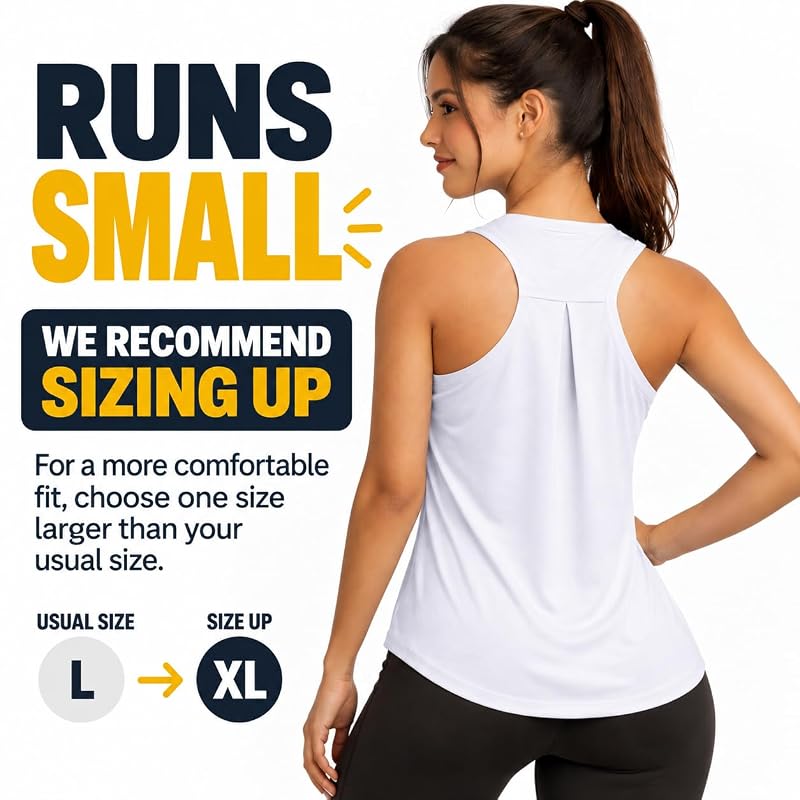 Opna Womens White Racerback Athletic Tank Top - Lightweight Yoga & Running