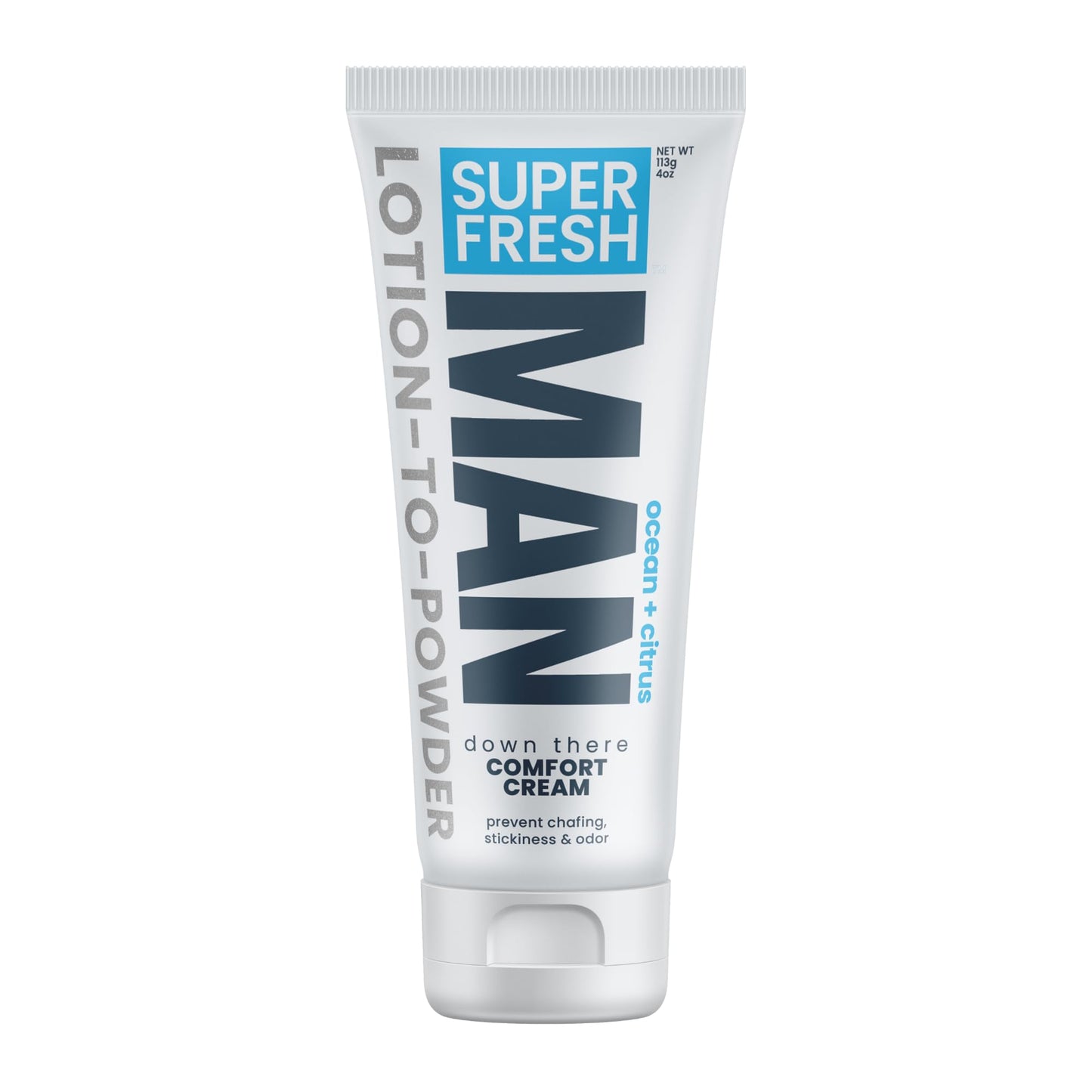 Super Fresh Man Parts Ball Deodorant for Men | POWDER LOTION | Mens Hygiene Cream for Groin, Butt, & Body | Fresh Control Odor, Anti Chafing, Stop Itch, Absorb Sweat | Aluminum Free