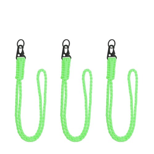 YELARXI Paracord Lanyard, 550 Keychain Lanyard Heavy Duty Necklace Keychains Braided Wrist Strap for Men Women Outdoor Activity Survival Keys Whistle Rope ID Badge (3 Pack, Luminous Green