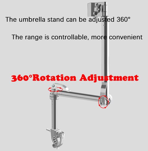 Umbrella Holder for Stroller, Wheelchair Umbrella Mount Holder, Adjustable 3 Section Tube Handle, 360° Adjustable Bike Umbrella Stretch Mount Stand Holder for Handlebars with Diameter of 22-27mm