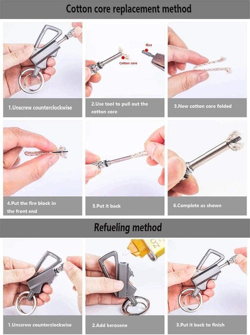 Permanent Match with Bottle Opener Metal Keychain Lighter, Reusable Waterproof Flint Matchstick Fire Starter for Camping Hunting, Great Gift Ideas Gold (Balck* 2PACK)