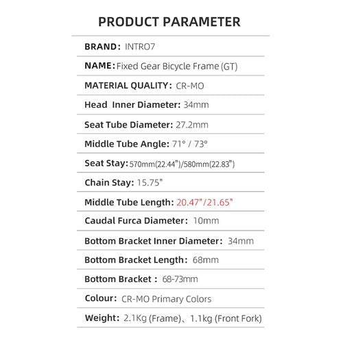 POLSO FM007 INTRO7 Fixed Gear Bicycle Frame CR-MO Track Frameset for Cycling 52cm and 55cm GT Cross Version (Cr-Mo Frame, 55cm(170-180cm))