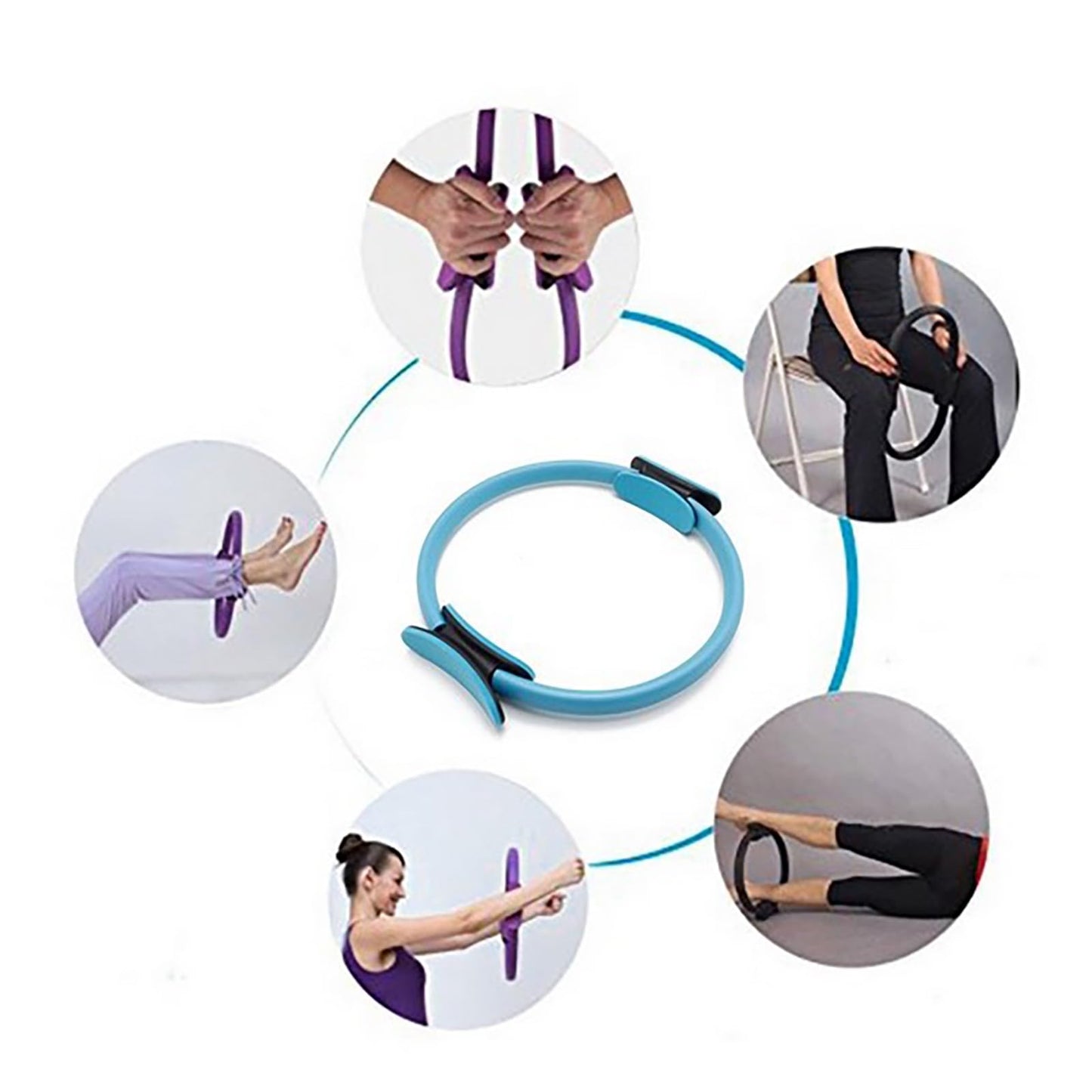 2025 Pilates Ring Fitness Trainer, Pilates Ring for Mat & Reformer Workouts, Pilates Ring Fitness Circle 14.96" Yoga Rings Magic Circle with Dual Padded Handles for Toning Arms (Black) (Black)