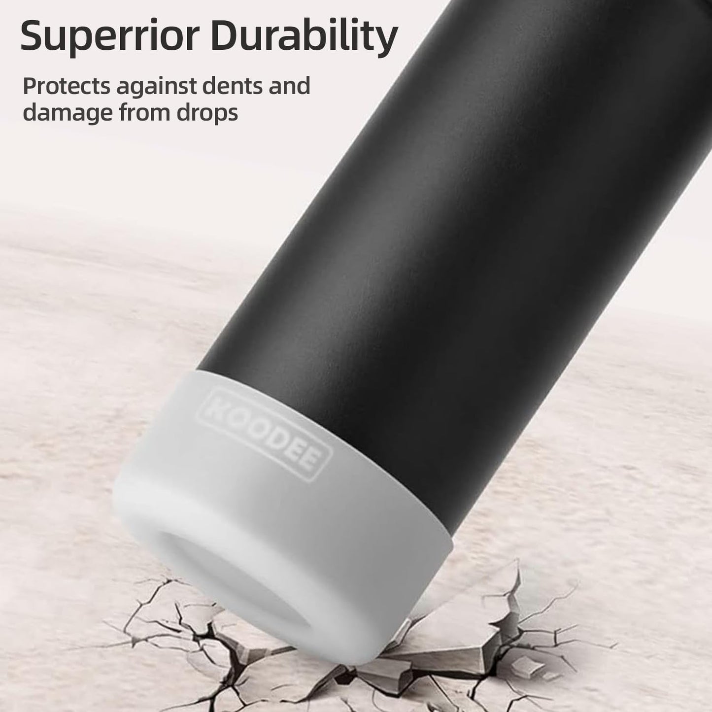koodee Insulated Water Bottle, 18 oz Stainless Steel Vacuum Wide Mouth Sports Water Bottle with Leak Proof Straw Lid (Black)