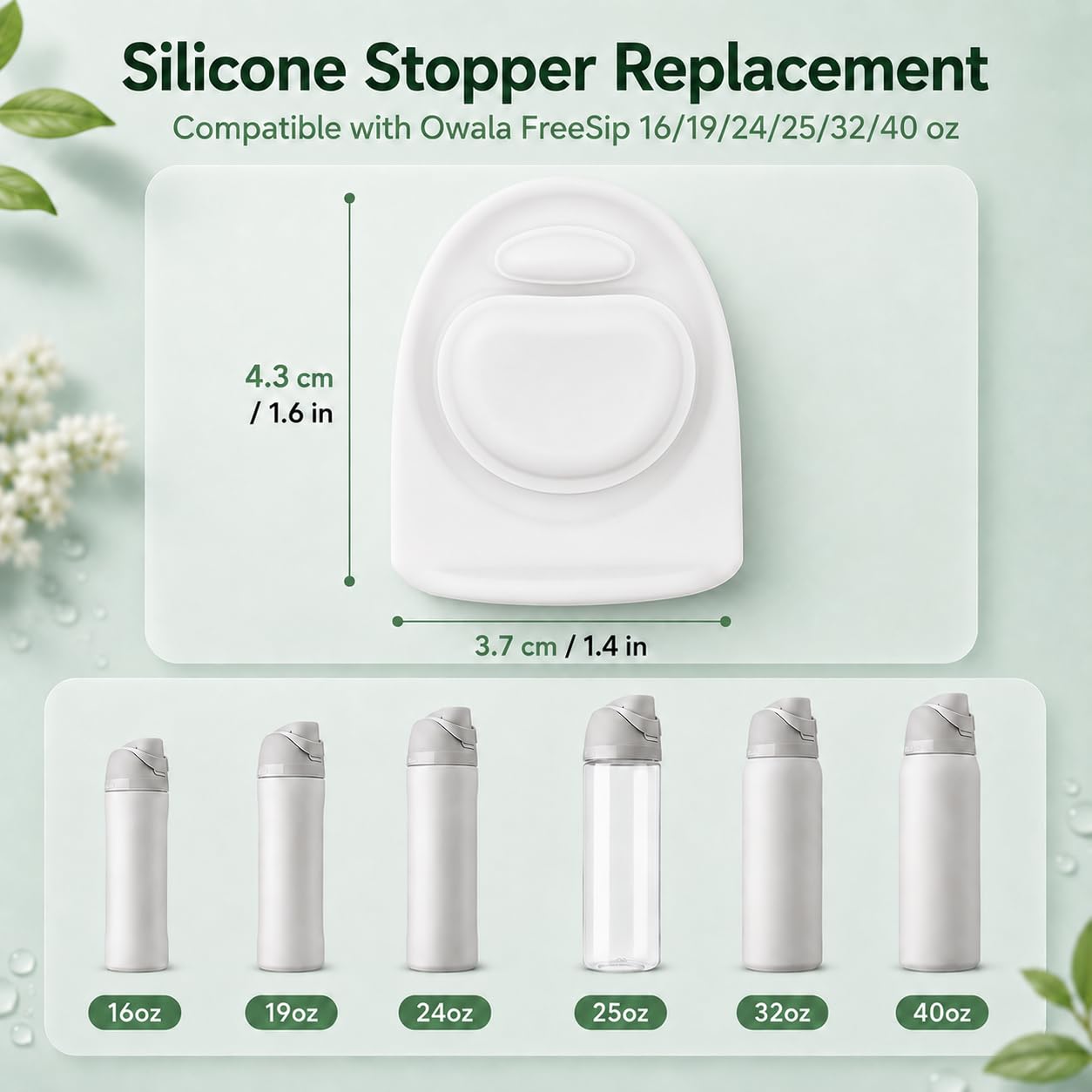 Joshey 4 Pack Rubber Seal Replacement Stopper, Compatible with Owala Freesip 24 oz 32 oz Bottle Spout Lid-Silicone Gasket Replacement Parts (White)